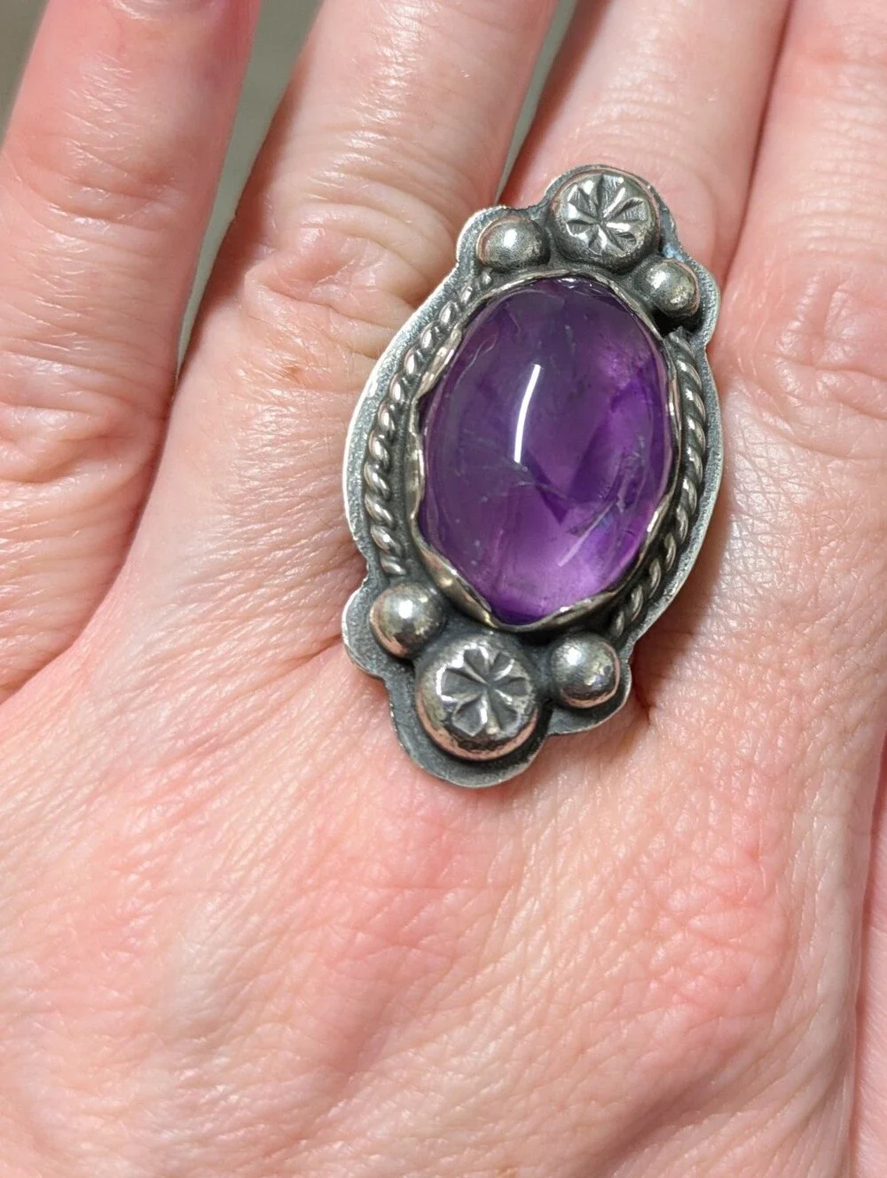 SALE! Native Made Silver Ingot Purple Amethyst Statement Ring Alchemist Arby